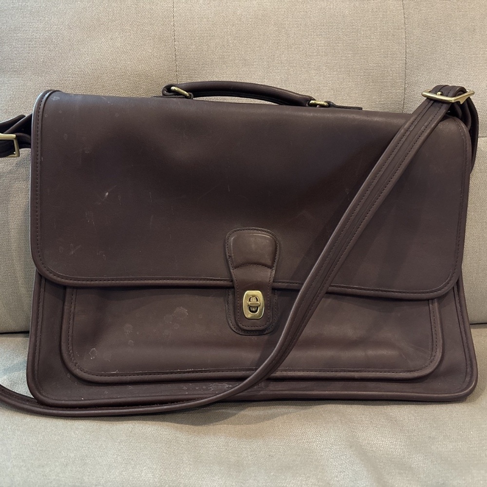 Vintage COACH Leather Metropolitan Briefcase Messenger Bag #J7C-5180